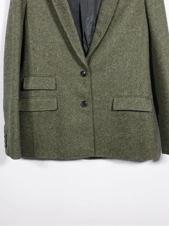 Banana Republic Tweed Blazer Size 4 Green Wool Classic Tailored Jacket - Picture 4 of 11